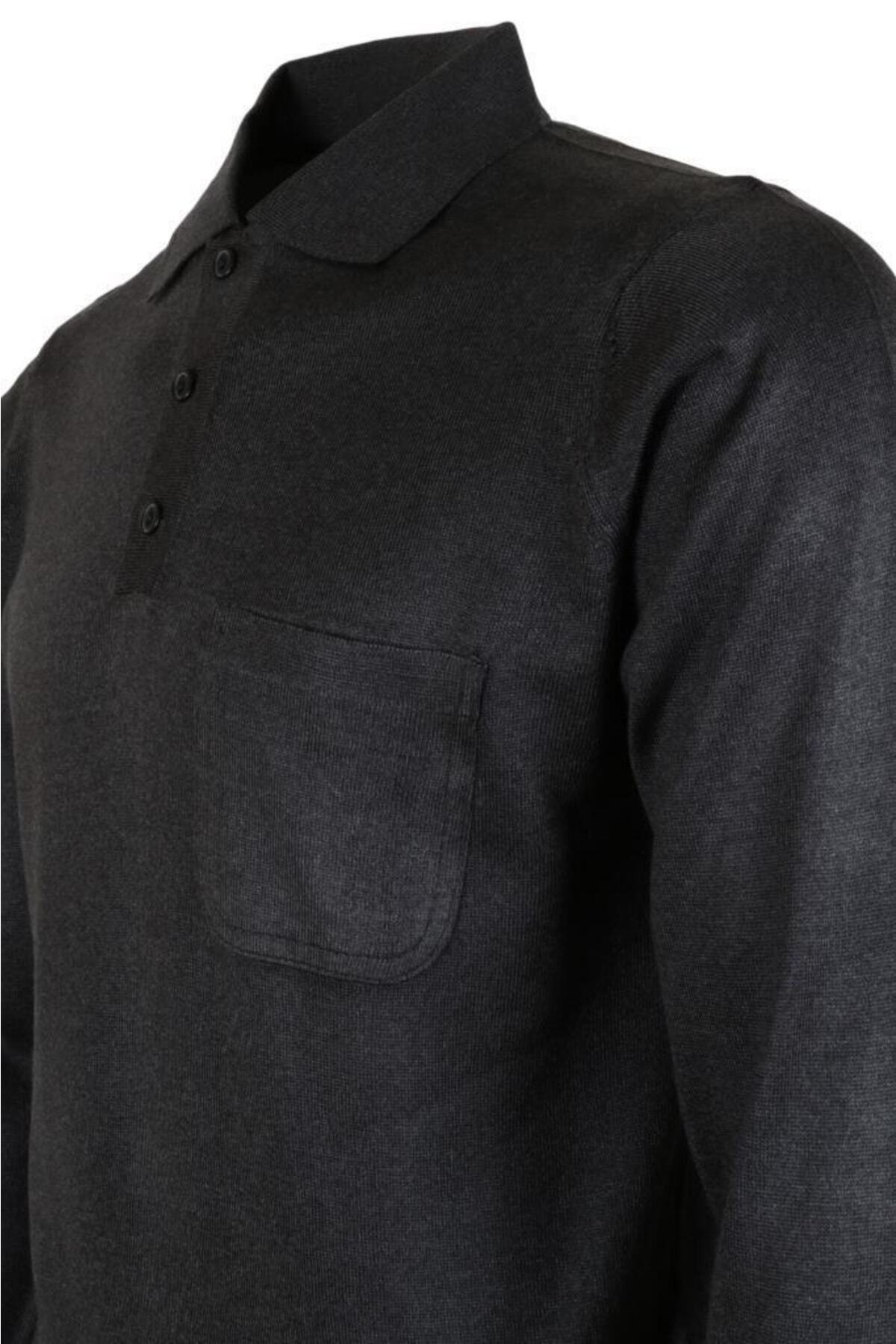 Modarar-Men's Smoked Sweater Polo Collar Wool Classic Regular Cut Rar00646 3