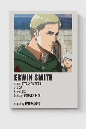 Erwin Smith Anime Karakter Info Card Bilgi Kartı Minimalist Poster DUOFG200916