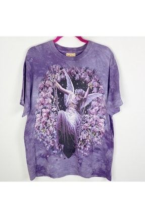 Y2k Lila Renk Yıkamalı Fairy Girl Oversize Kalıp T-shirt gofeleeeel