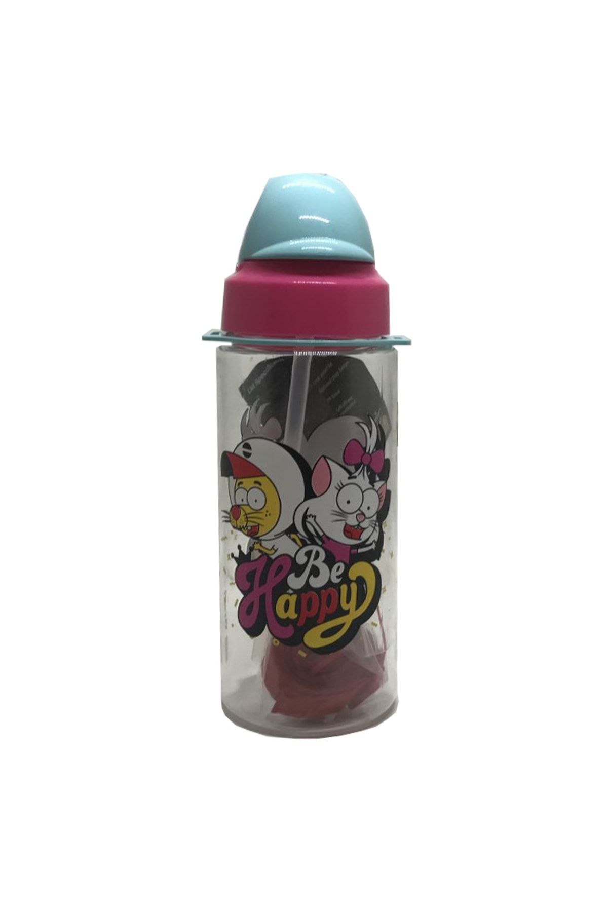 Gıpta-Kral Şakir Patterned Tritan Flask with Straw 500 Ml 1