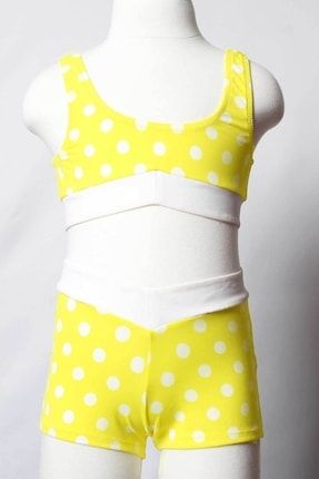 Ayl Kız Çocuk Bustiyerli Şortlu Puantiyeli Model Empirme Alt Üst Bikini Takım 280-28 ÇBE280-28