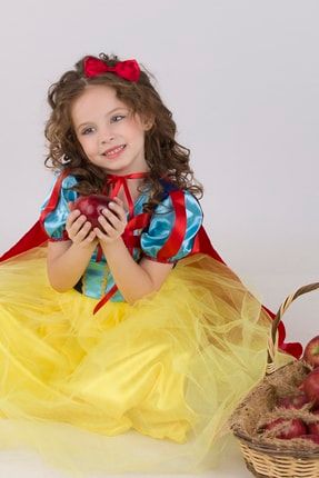 Pelerinli Taçlı Pamuk Prenses Elbise Kız Çocuk Elbise 5805050