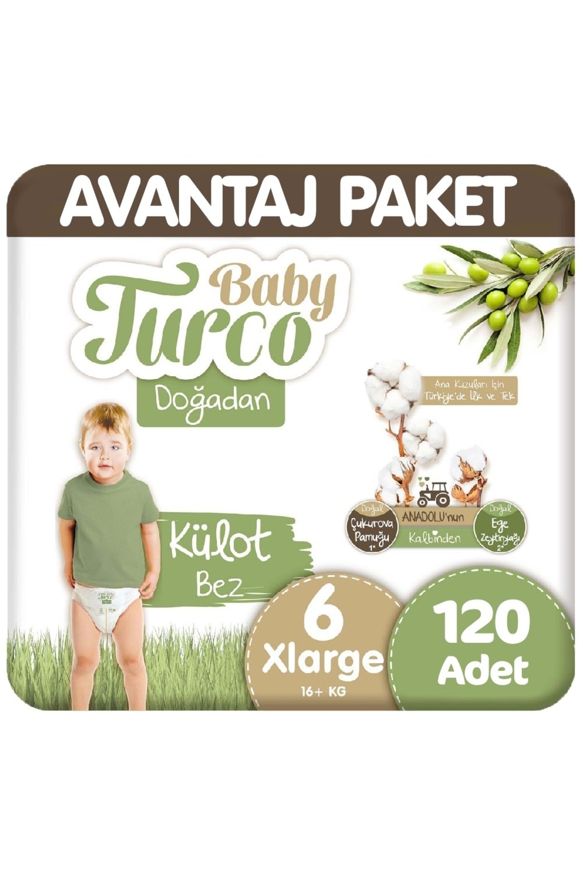 Baby Turco Doğadan Avantaj Paket Külot Bez 6 Beden 60x2 120 Adet