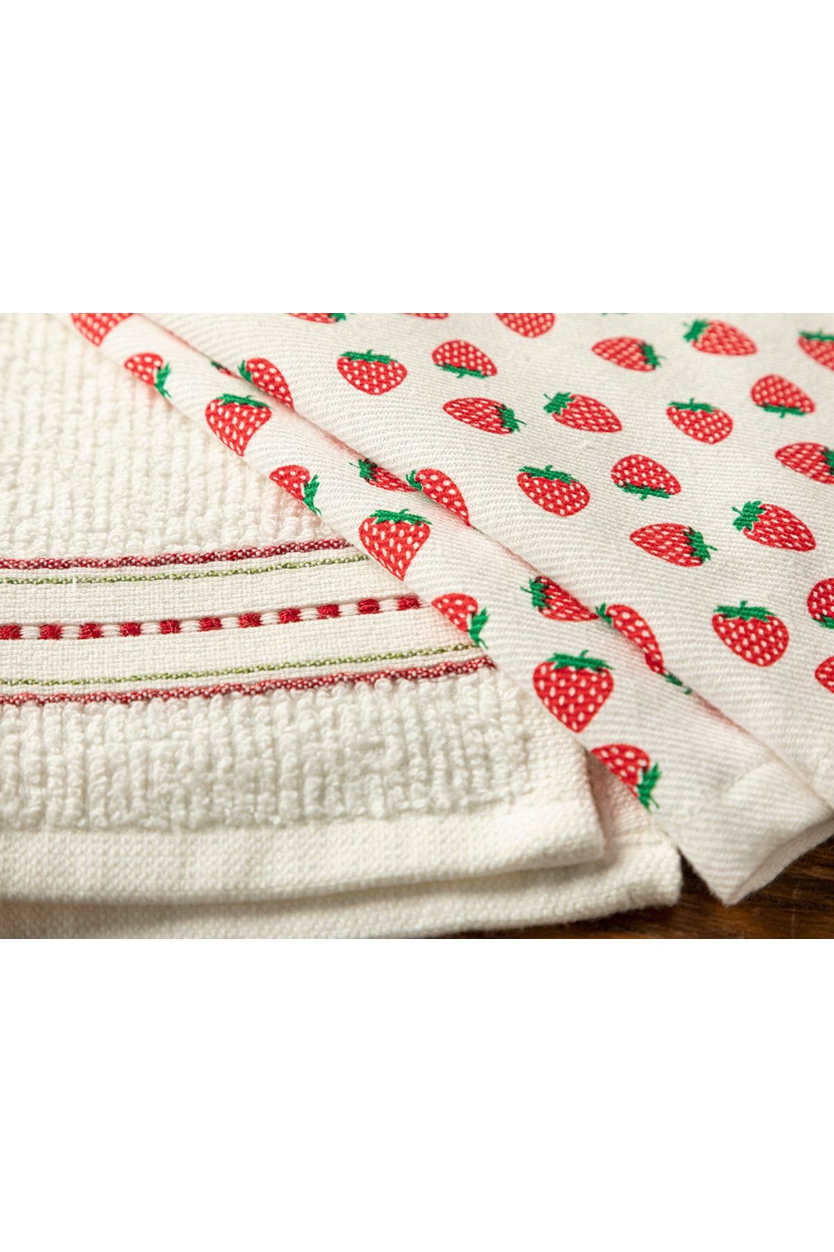 English Home-قماش تجفيف قطني أحمر من Fragola مكون من قطعتين - 30x50 سم 2