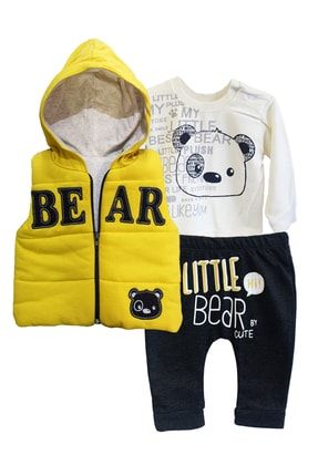 Bear Yelekli Mevsimlik Erkek Bebek Üçlü Takım 5080CE
