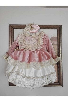 Kız Bebek Pembe Vintage Elbise 1033018372