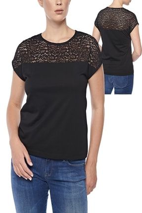 Kadın Pamuklu Modal Kolsuz Üst Comfort Fit Dantelli T-shirt-2407 FSM1453-2407-1