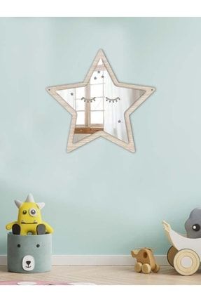 Yıldız Figürlü Çocuk Odası Dekoru Ahşap Üzeri Dekoratif Güvenli Kırılmaz Pleksi Duvar Ayna TM-PA-Y