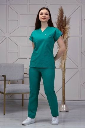 Hastane Yeşil Renkli Cerrahi Takım - Yarasa Kol RNKTKM1001Y