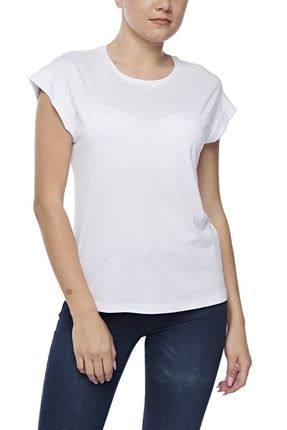 Kadın Pamuklu Modal Basik Cut Kol Üst Comfort Fit T-shirt -2418 FSM1453-2418-1