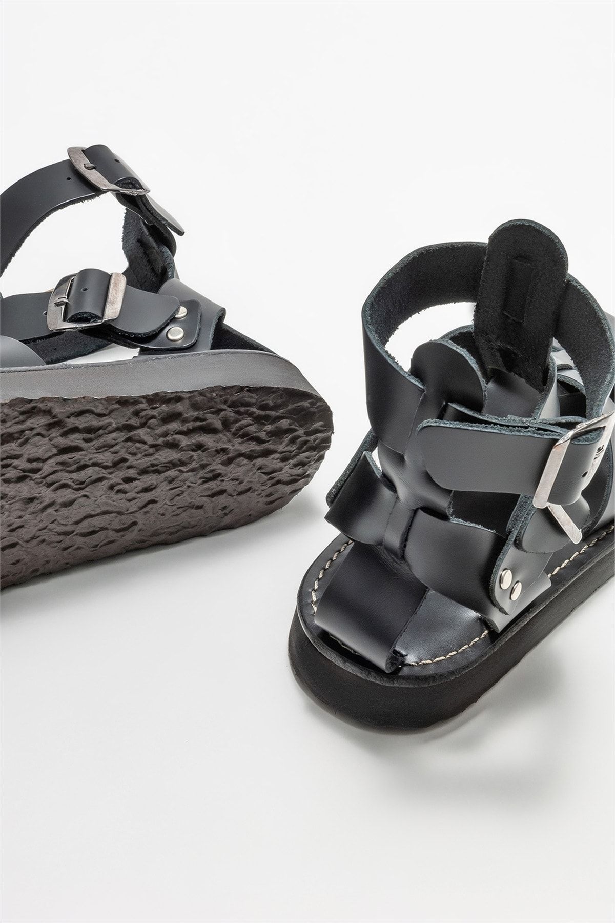 Elle Shoes Siyah Deri Kadın Spor Sandalet PB7122