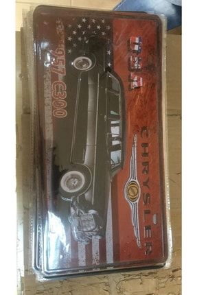 Vintage Metal Plaka 1957 Chrysler C300 Siyah 15x30 Cm EMR0365