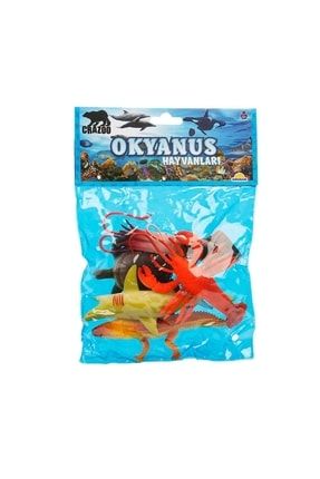 Okyanus Hayvanları Poşetli Hayvan Oyun Seti Orta Boy Oyuncak Okyanus Hayvanları Istakoz Timsah Balık SCN462