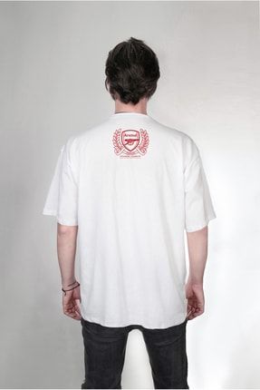 Arsenal Futbol Takım Logo Ön Arka Özel Tasarım Baskılı Oversize Beyaz Tişört 0812715sda261081