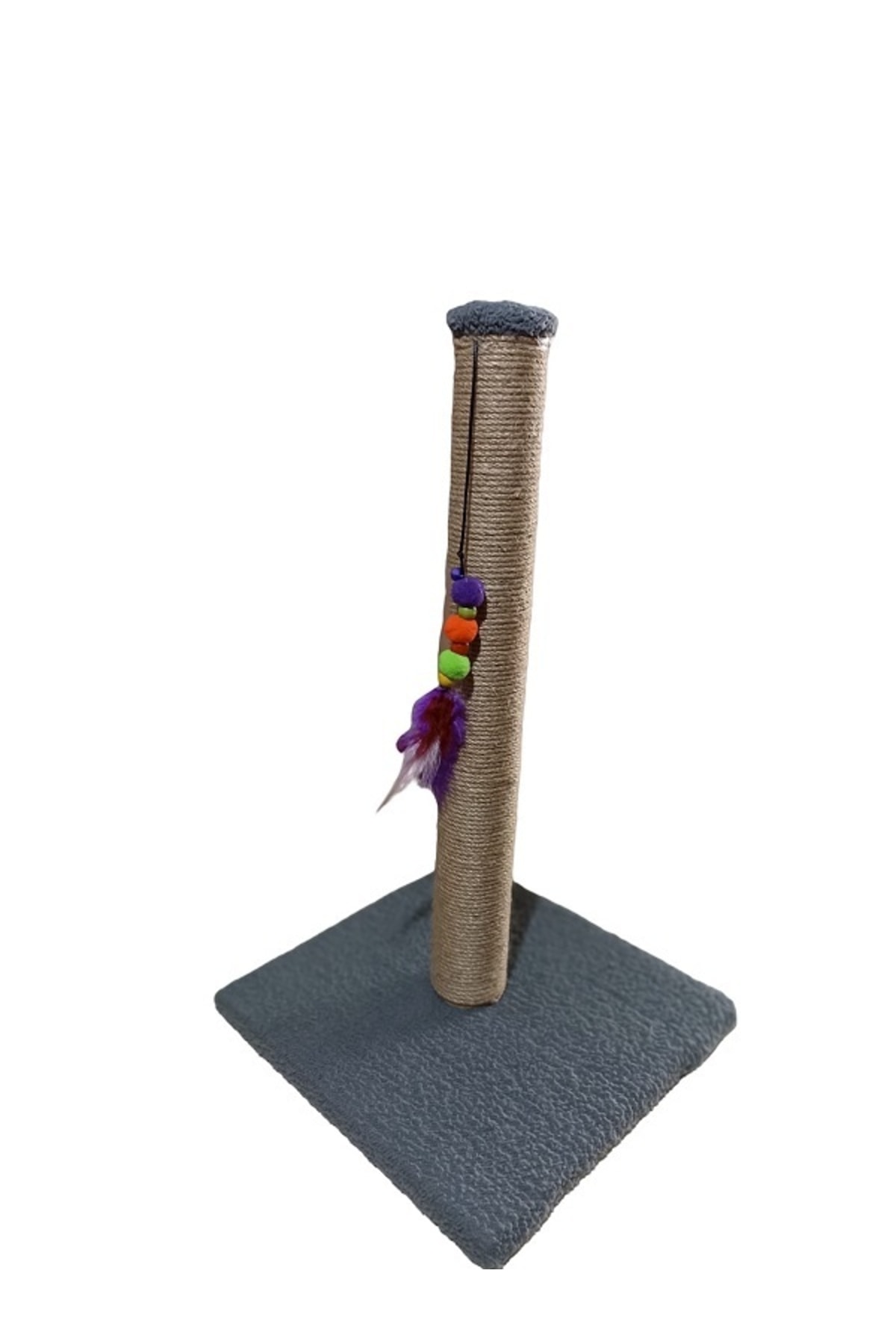 PETiTOYS Gri 52cm Tüylü Çıngıraklı Kedi Tırmalama Tahtası
