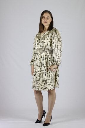 Kadın Saten Puantiyeli Elbise reels04178