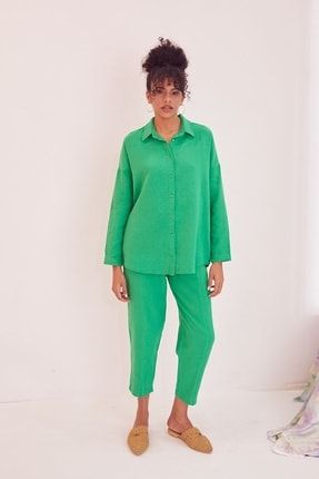 Müslin Pantolon Takım-yeşil TKM00296