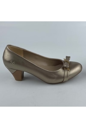 Gold Prada Fiyonk Detaylı Kadın Topuklu Ayakkabı INTAST00222