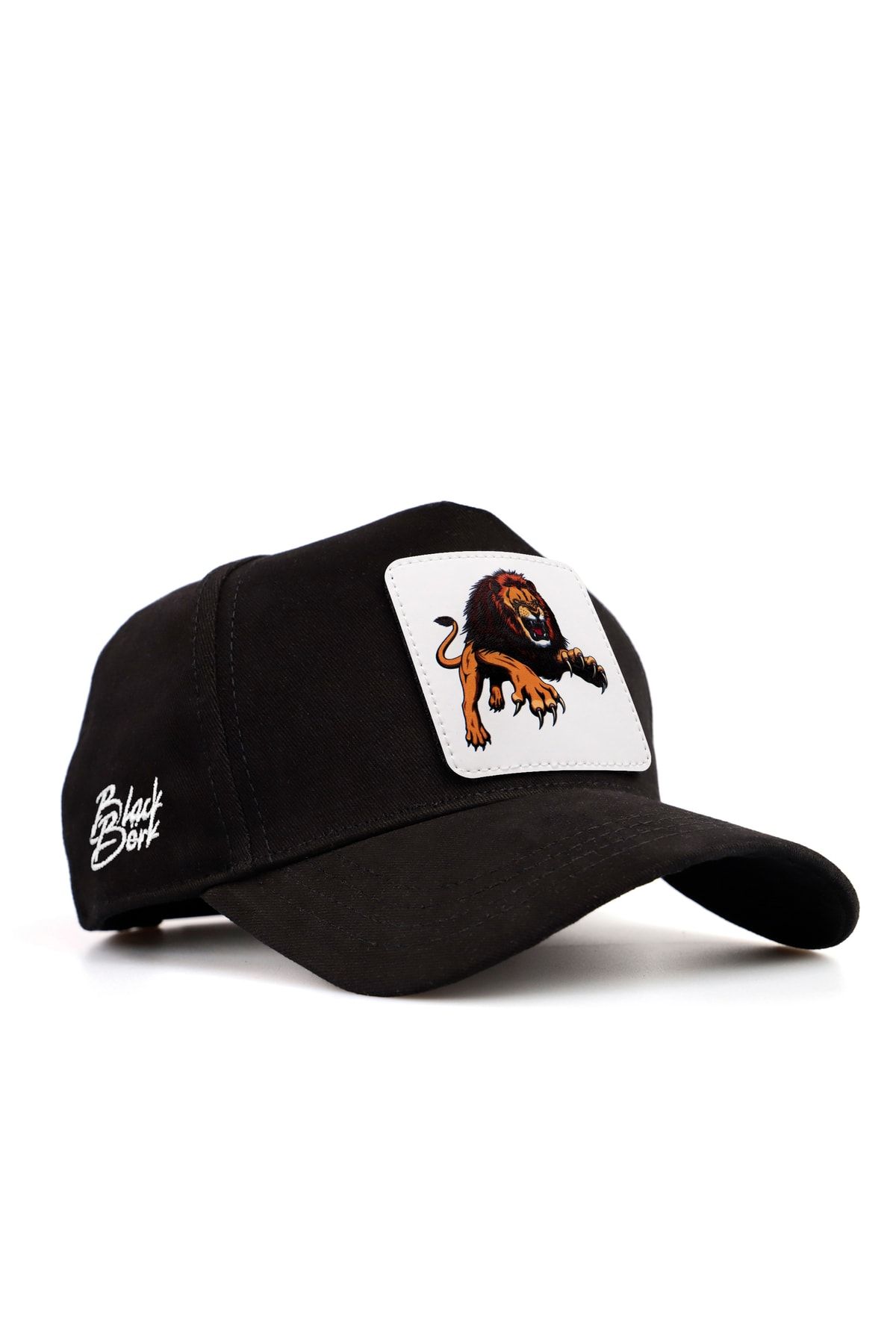 V1 Unisex Baseball Aslan2 Hayvan Logolu Siyah Cap Şapka