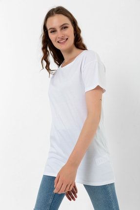 Yuvarlak Yaka Regular Long Organik Pamuk T-shirt LONG WHITE