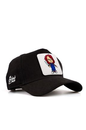 V1 Unisex Baseball Chucky50 Logolu Siyah Cap Şapka BBV1SYHFLSZSPK