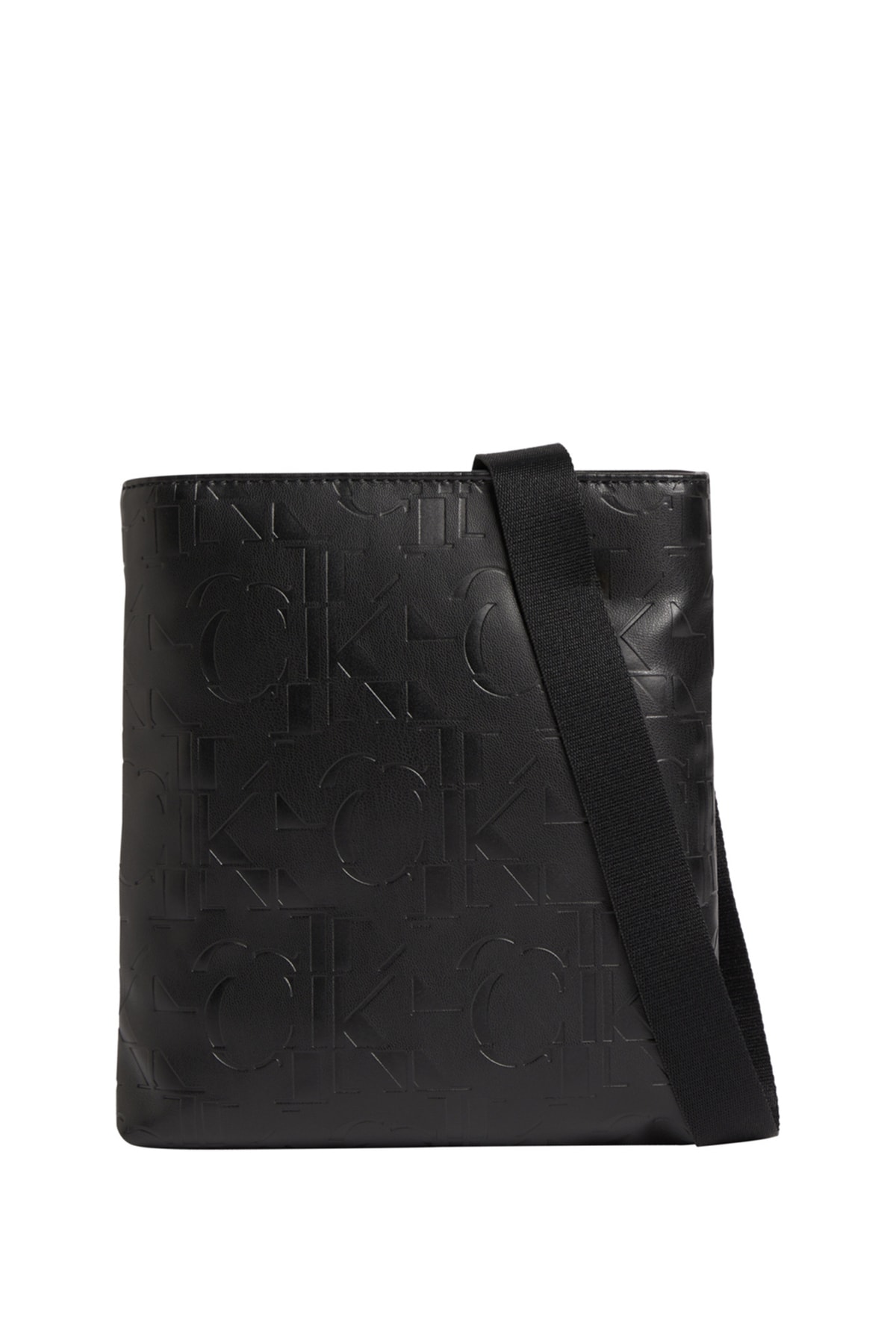 Calvin Klein Poliüretan Siyah Erkek Postacı Çantası Monogram Soft Flatpack18 Aop