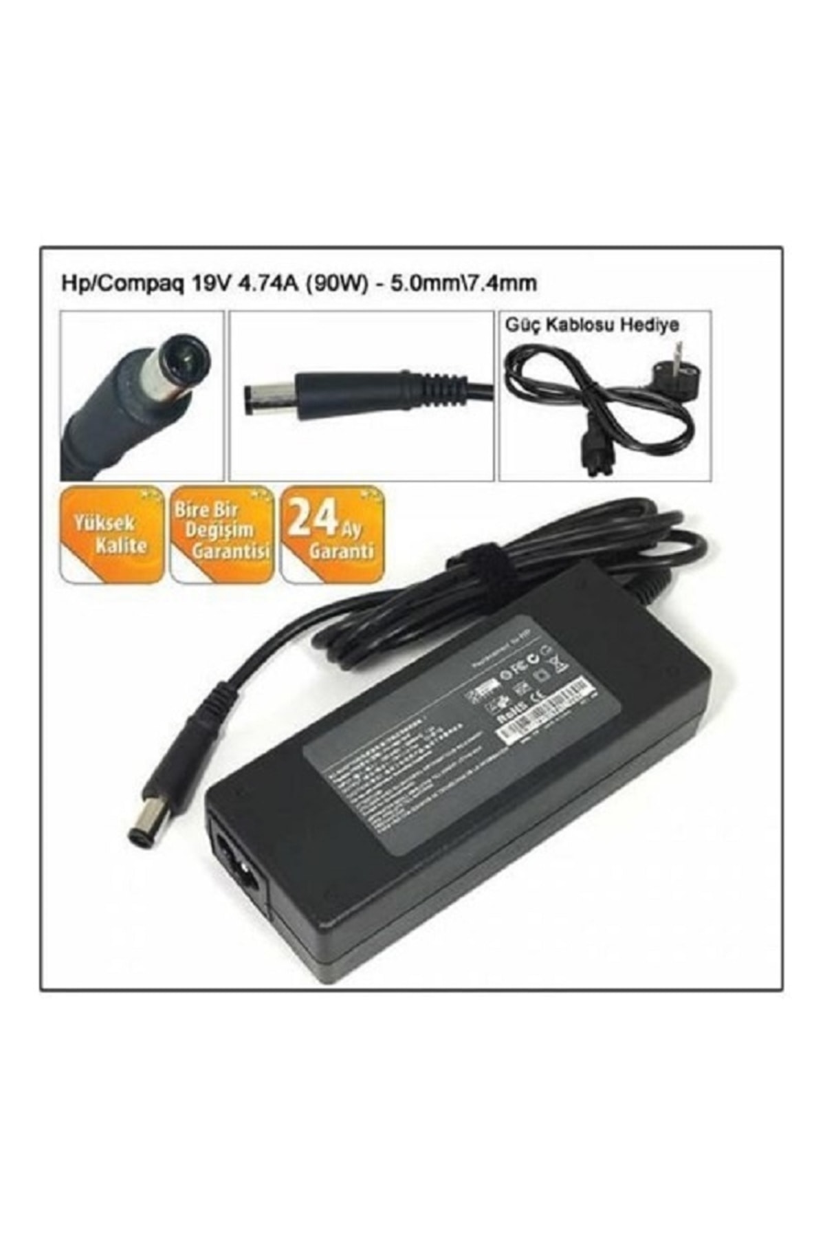 Hp Elitebook Uyumlu  8460p, 8460w, 8460p Notebook Adaptör Şarj Aleti Cihazı (90w) 7.