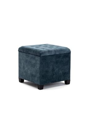 Sandıklı Kare Puf Bench Deniz Mavisi Renk Düğmeli Şık Ev Mobilyaları Koltuk Sandalye Sehpa bilginpuf1