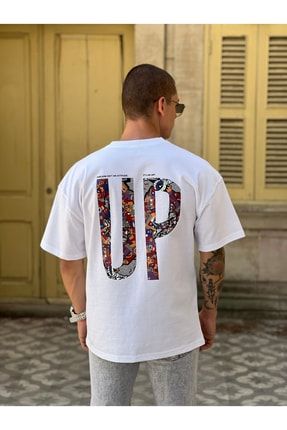 Oversize Unisex Up Baskılı T-shirt %100 Pamuk mdl-newseason-s183
