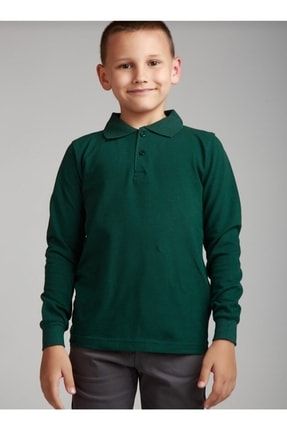 Unisex Çocuk Uzun Kol Polo Yaka Okul T-shirt 9s8d65s6d5sd