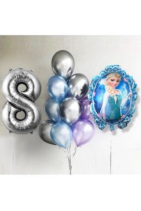 Frozen Elsa Balon Parlak Balon Gümüş Rakam Balonlu Karlar Kraliçesi Konsepti Elsa7