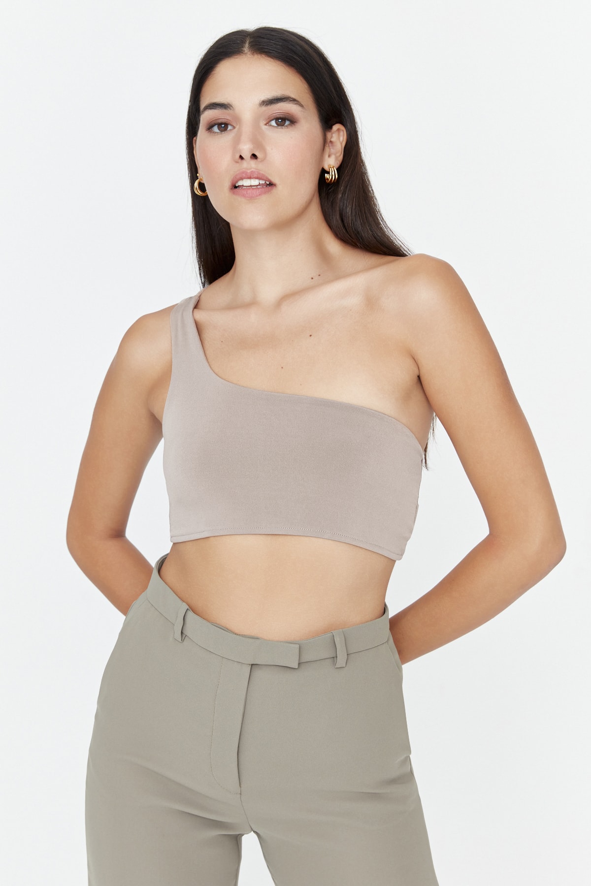 Trendyol Collection Bluse Beige Slim Fit Fast ausverkauft
