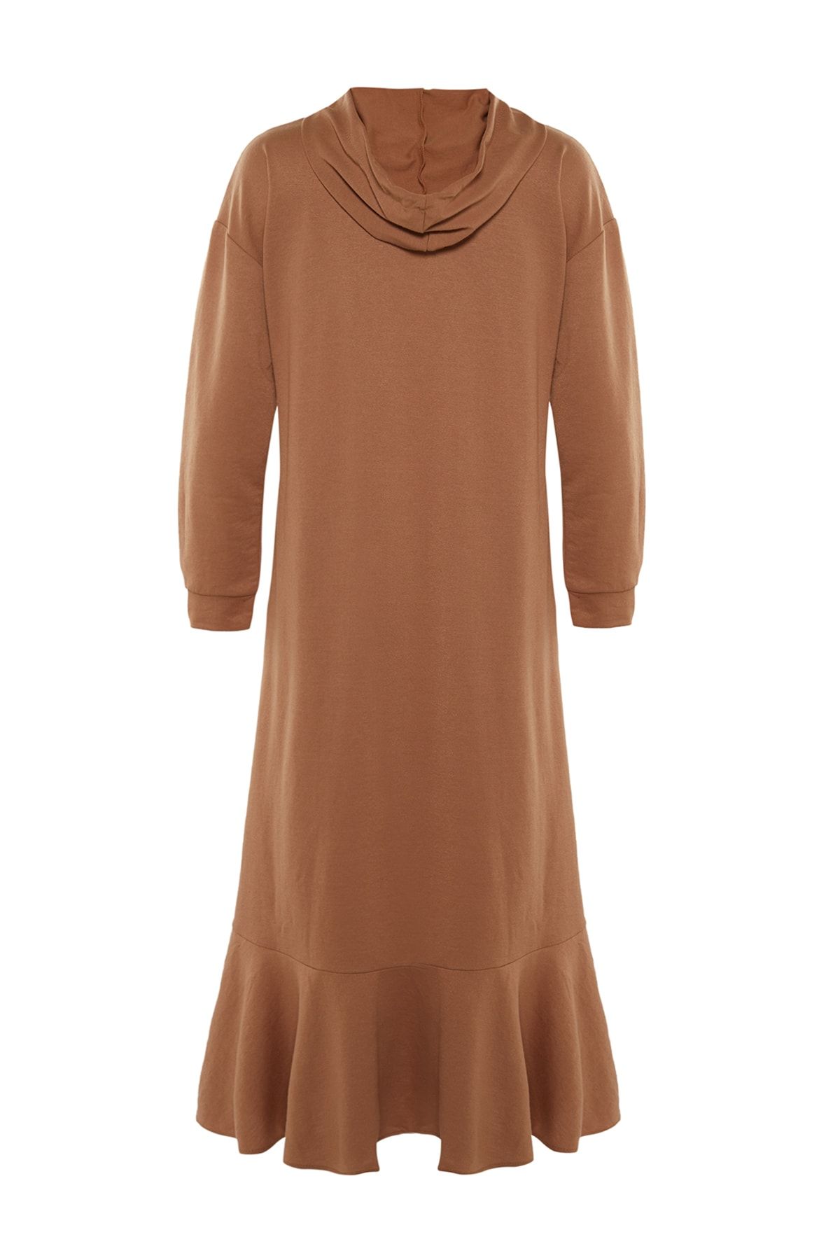 Trendyol Modest Camel Kapüşonlu Örme Sweat Elbise TCTAW22EB0142 RN9162