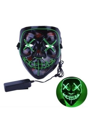 Hallowen Led Işıklı Neon Maske 3 Modlu Parti Eğlence Maskesi ErdemShop Yeşil Led Maske