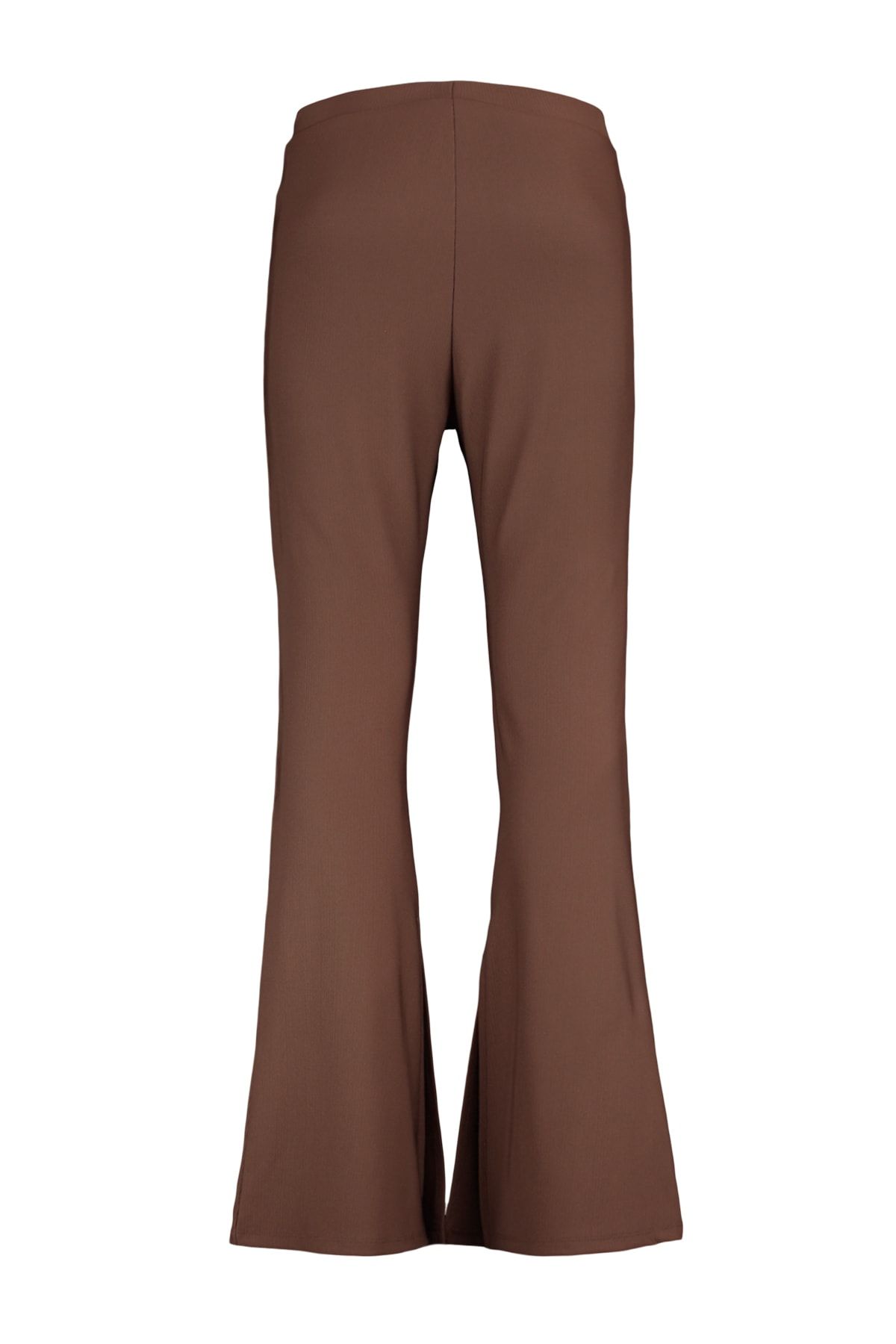 Trendyol Curve-Braune, ausgestellte, gestrickte Hose mit spanischem Beinschlitz in Übergröße TBBAW23AR00030 6