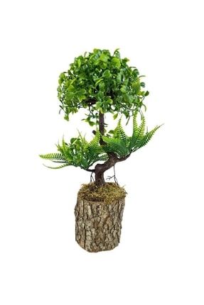 Bonsai Dekoratif Yapay Ağaç Yarım Top Kafalı Yeşil Bonzai 30cm bnz001