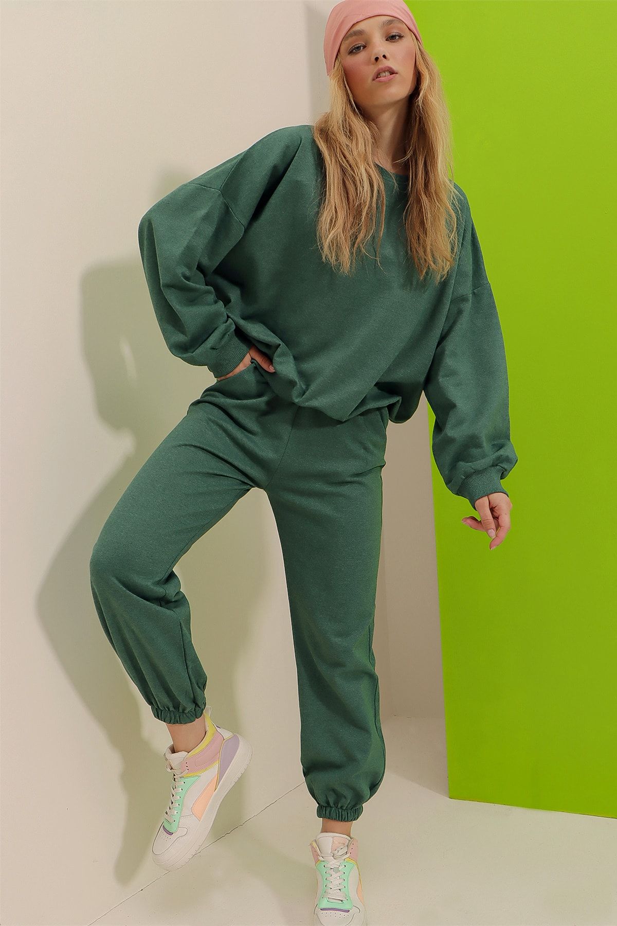 Green sweatsuit womens deals