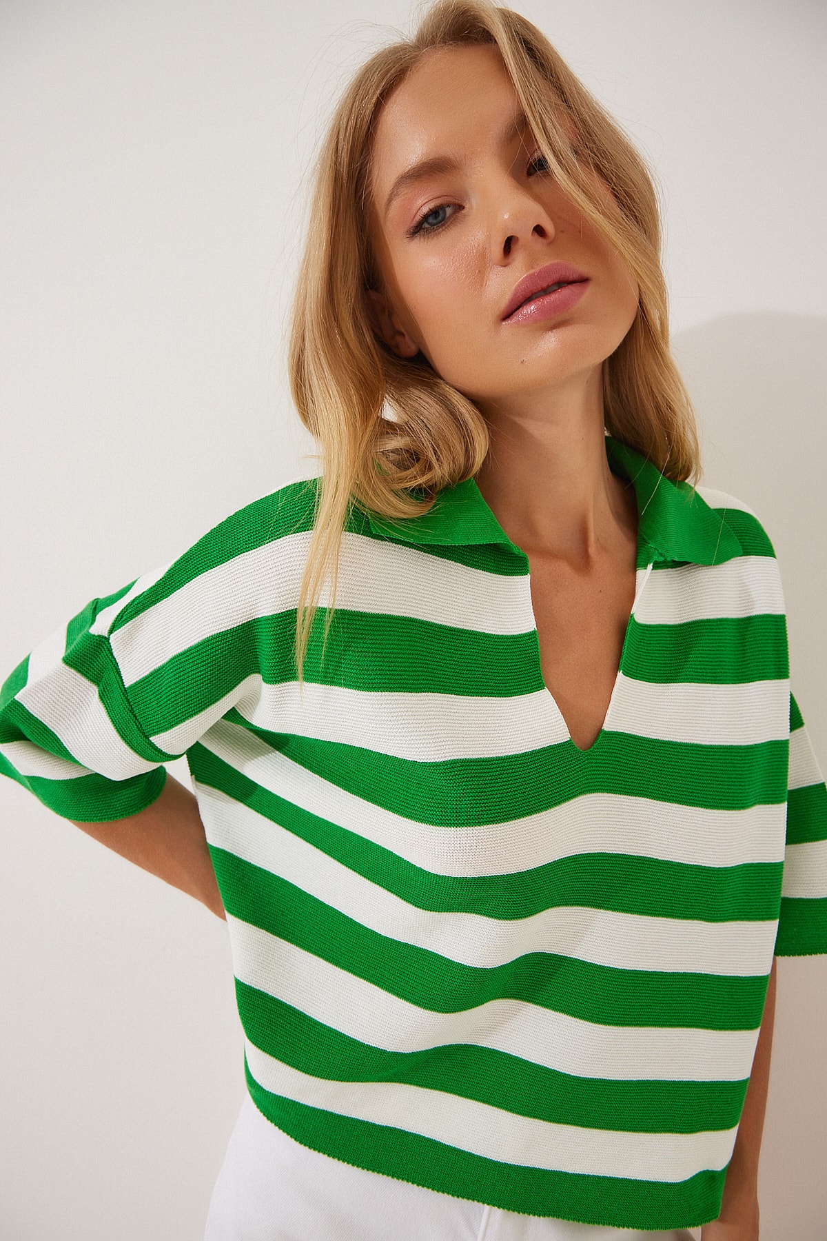 Happiness İstanbul Pullover Grün Regular Fit Fast ausverkauft