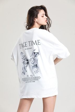 Unisex Oversize T-shirt Krem Rengi emtshirt12