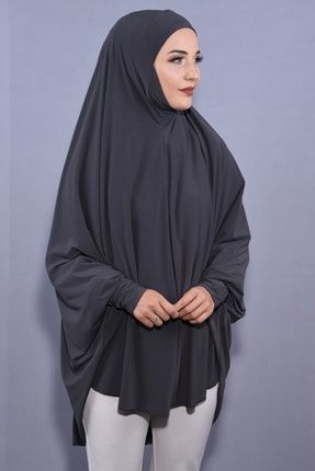 Standart Beden 5xl Peçeli Hijab Füme 172-08