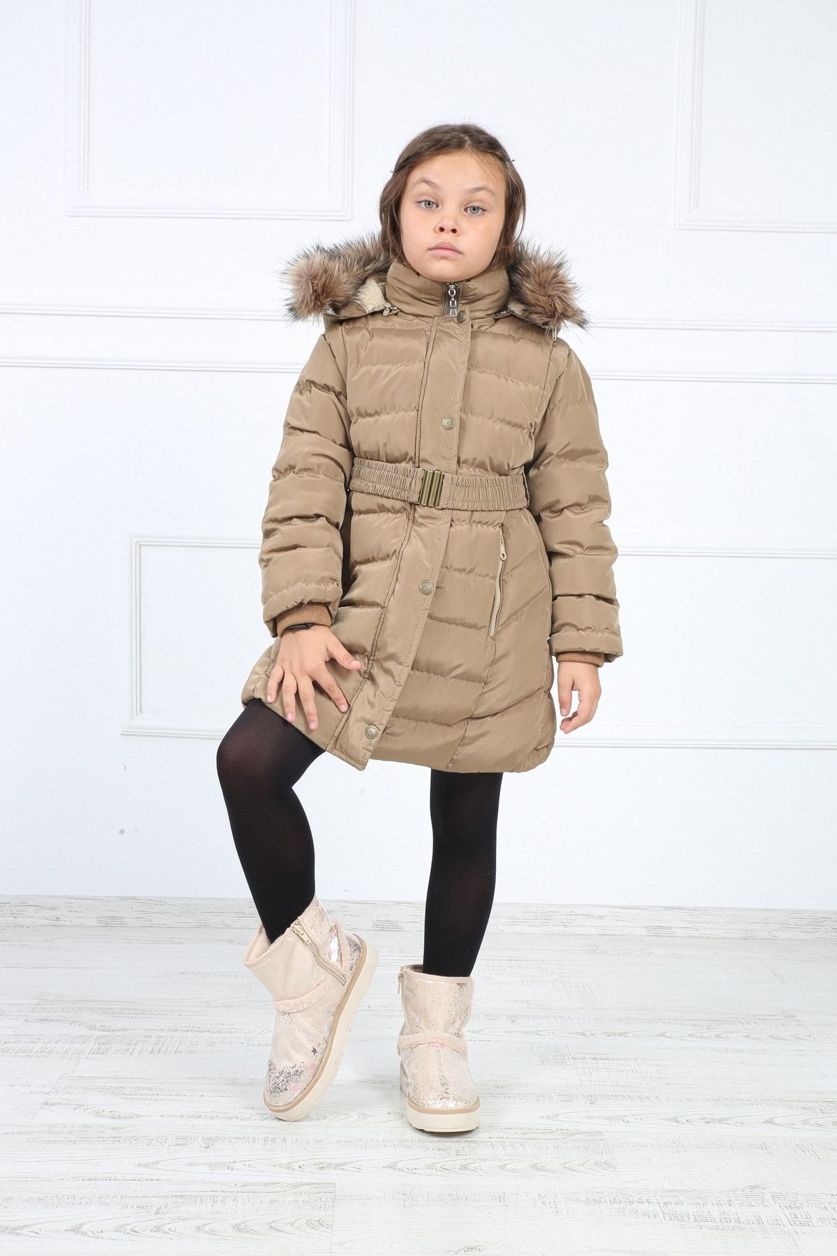 Girls coat with belt sale