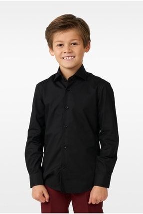 Erkek Çocuk Siyah Pamuklu Cepsiz Gömlek blackkids36618