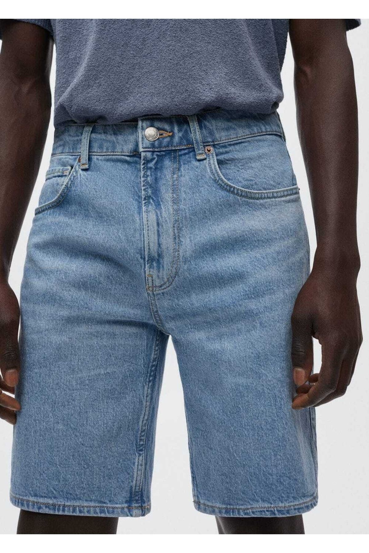 MANGO Man-Regular Fit Denim Bermuda Shorts 8
