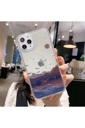 Iphone 11 Manzara Baskılı Şeffaf Telefon Kılıfı MCMNLG22428