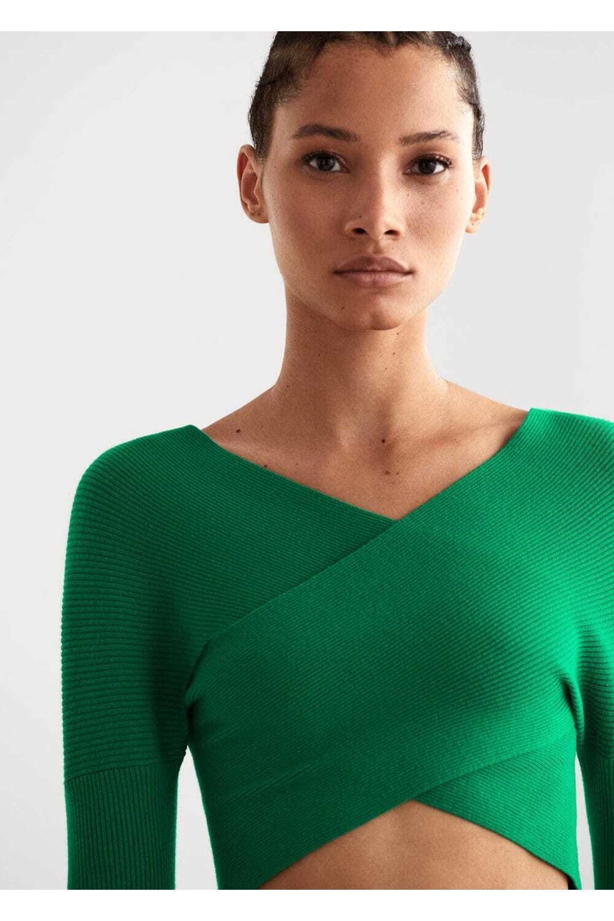 بافت و پلیور زنانه سبز منگوMANGO | 37093842 اورجینال - تصویر 8