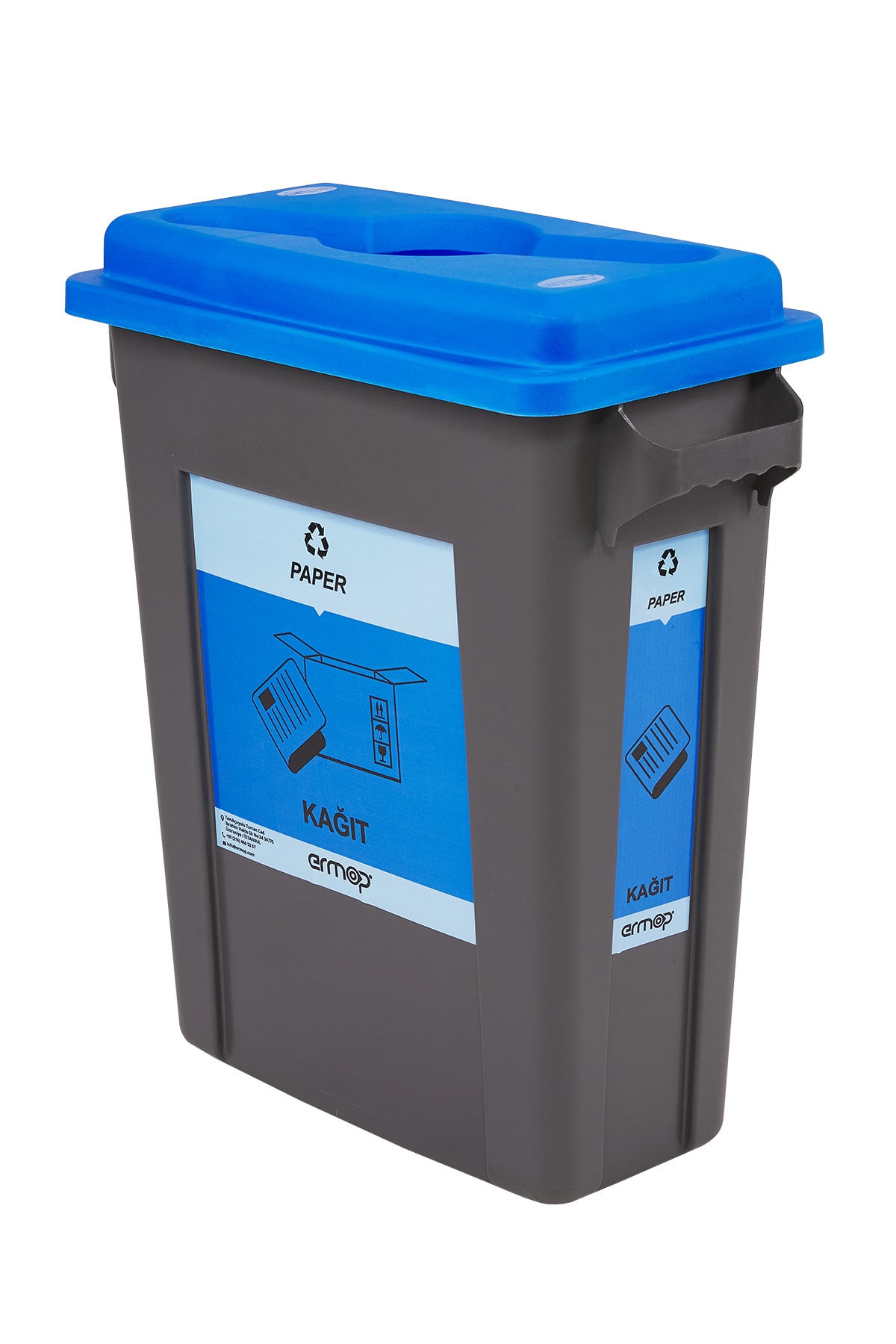 Ermop Geri Dönüşüm Kutusu R-bin Mavi Kapaklı Kağıt Geri Dönüşüm Için Uygun