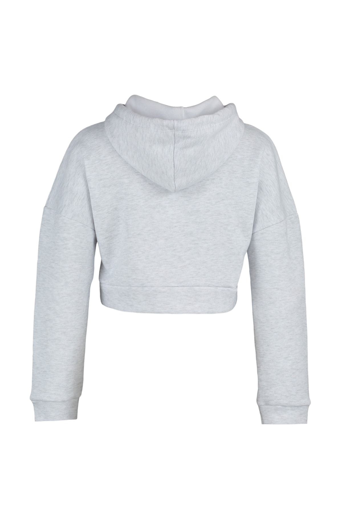 Trendyol Collection-Světle šedá mikina na zip s kapucí, uvolněný střih, tlustý vnitřní fleece pletená mikina TWOAW23SW00028 7