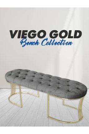 Viego Gold Gri-kapitoneli Model Puf&bench&koltuk-oturak-uzun Makyaj Puff-yatak Odası Ucu&önü VİEGOGOLD