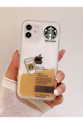 Iphone 11 Uyumlu Starbucks Desenli Içi Sulu Silikon Kılıf STRIP11-MLY093