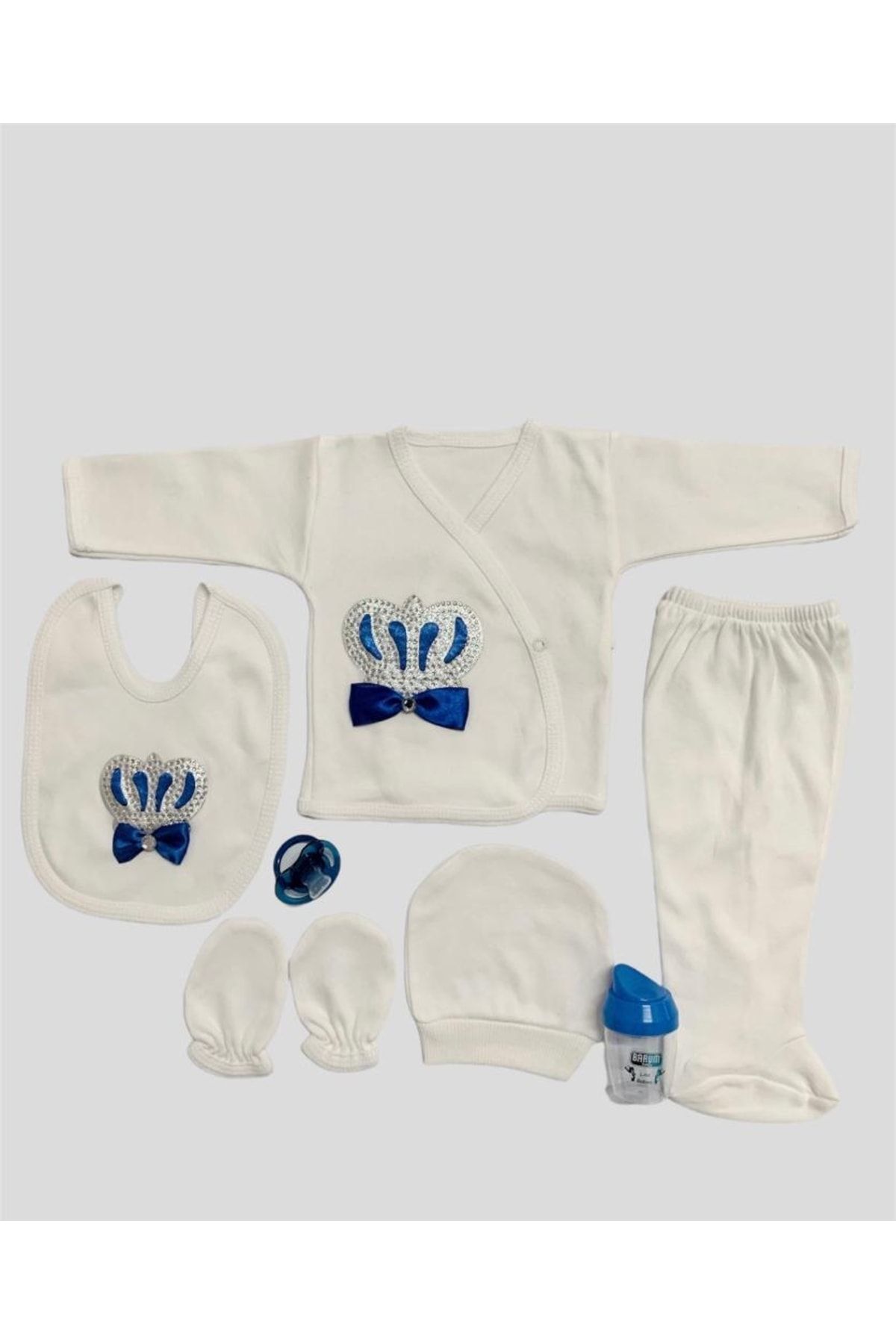 Bebe Erkek Taşlı Emzik 7 Li Hastane Cıkışı Yeni Doğan Zıbın Set